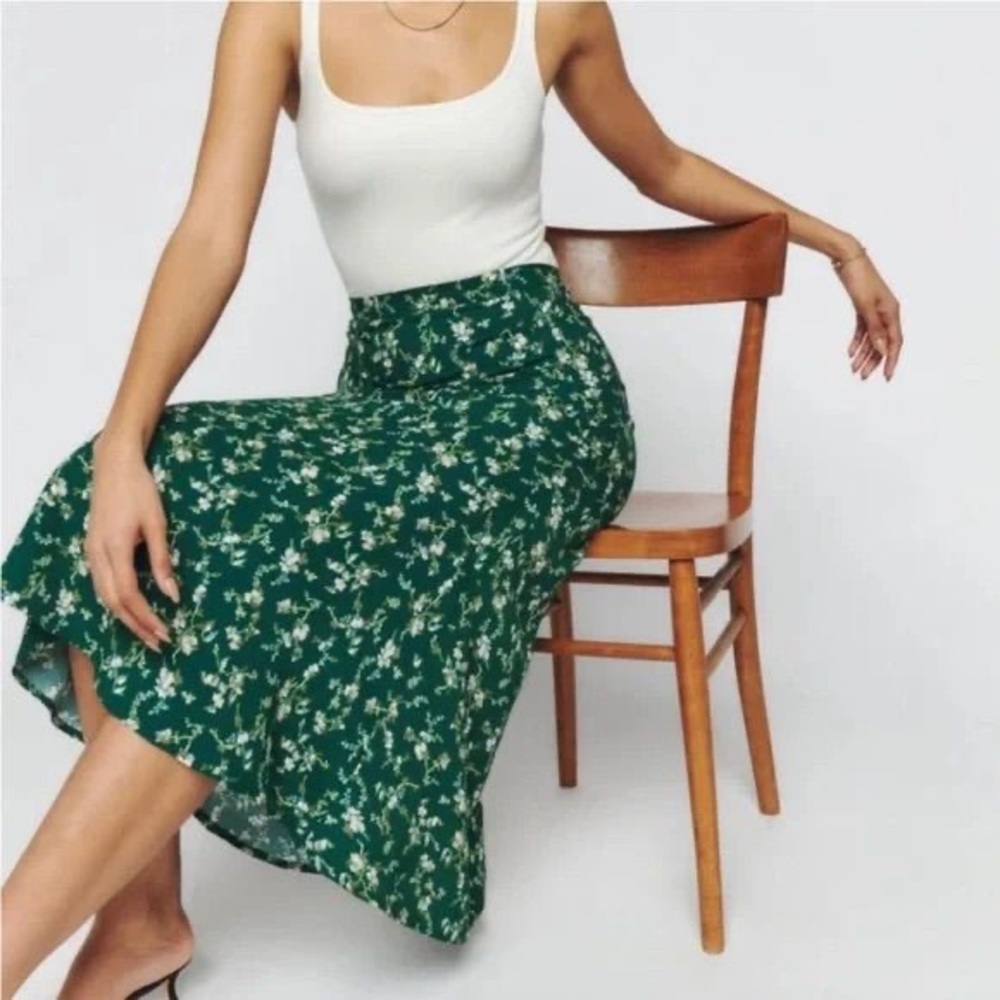 Reformation Floral Midi Skirt Size 16